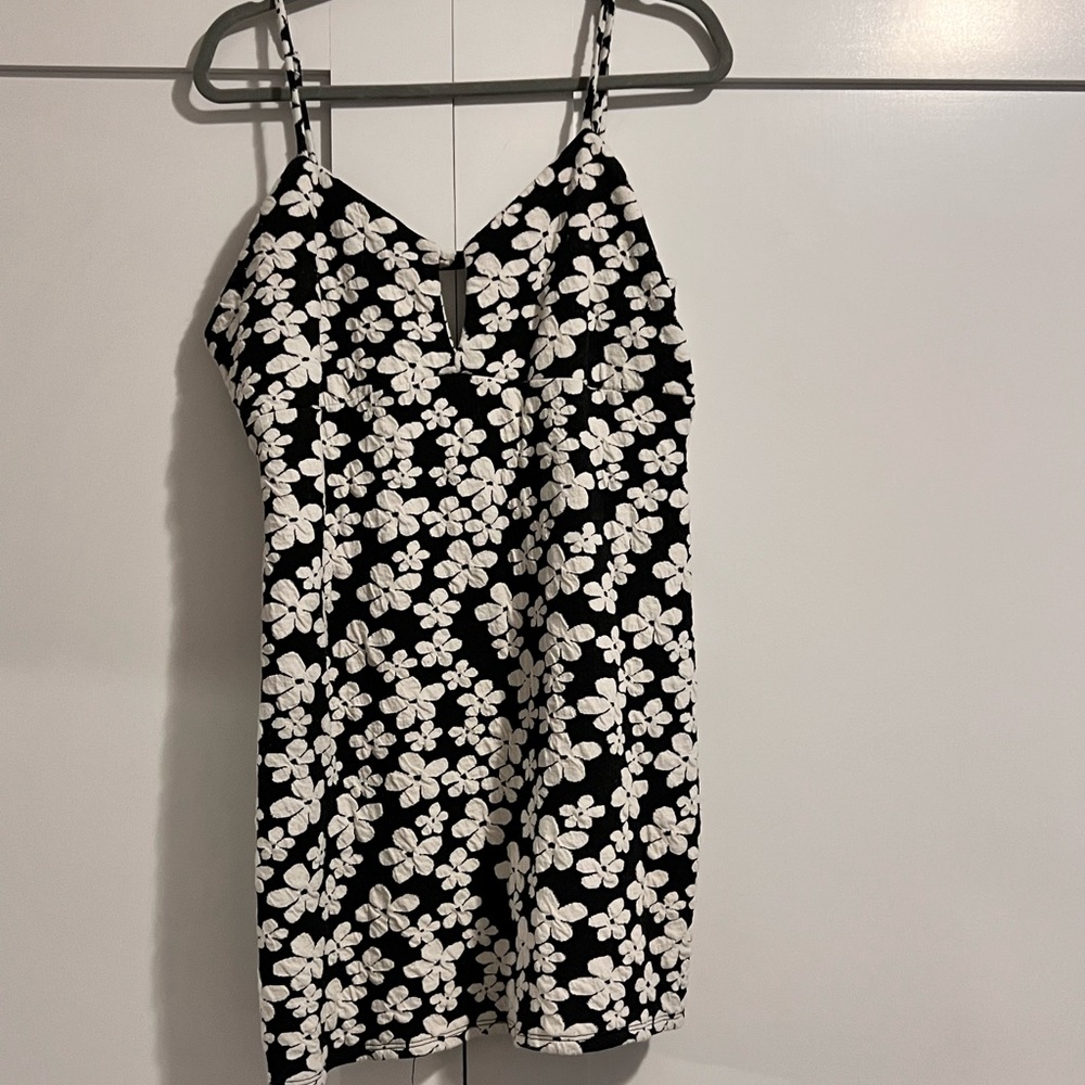Black flower mini dress